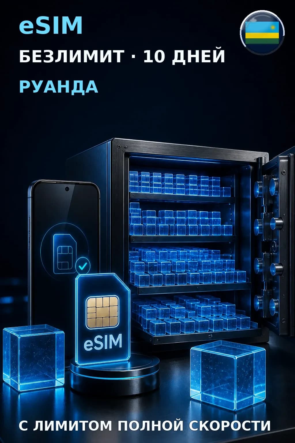 eSIM Руанда — БЕЗЛИМИТ, 10 дней — интернет