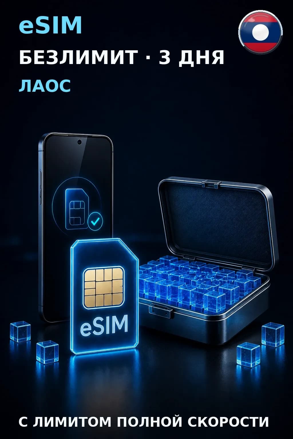 eSIM Лаос — БЕЗЛИМИТ, 3 дня — интернет
