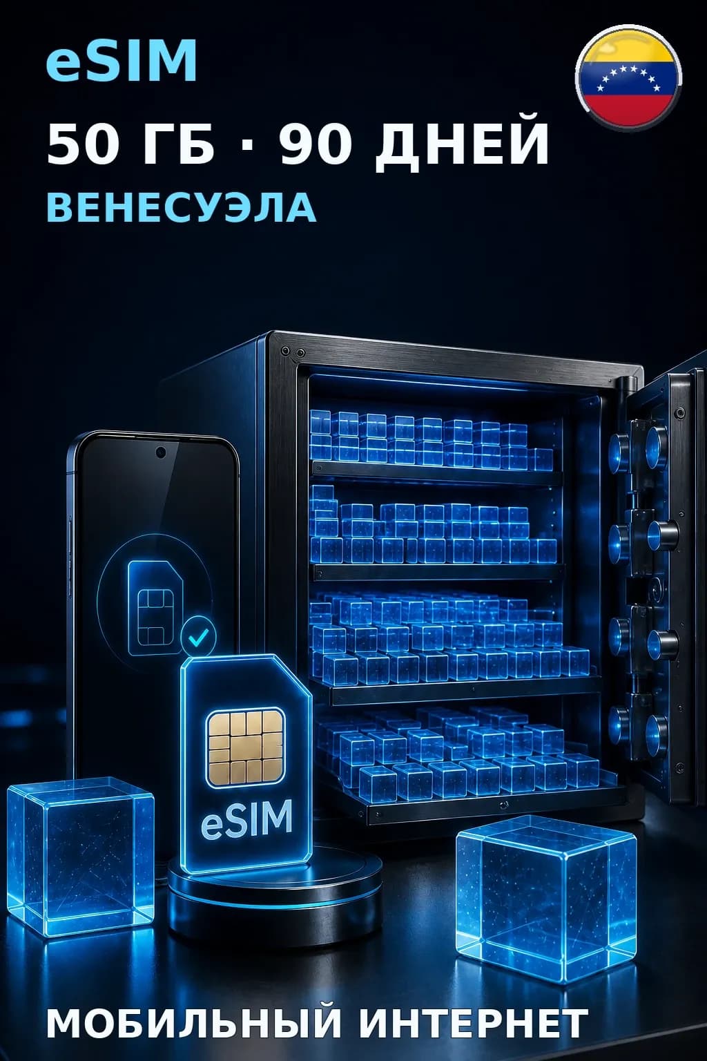 eSIM Венесуэла — 50 ГБ, 90 дней — интернет