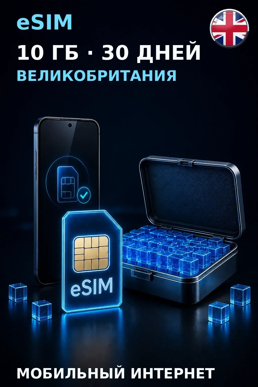 eSIM Великобритания — 10 ГБ, 30 дней — интернет