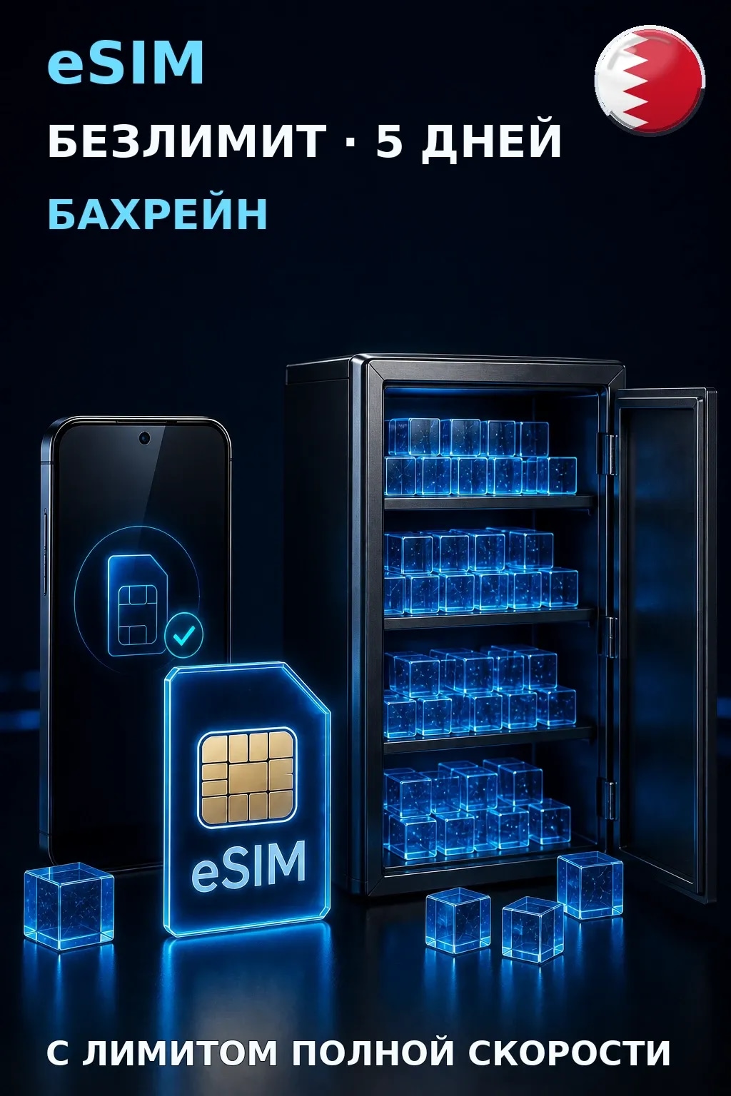 eSIM Бахрейн — БЕЗЛИМИТ, 5 дней — интернет