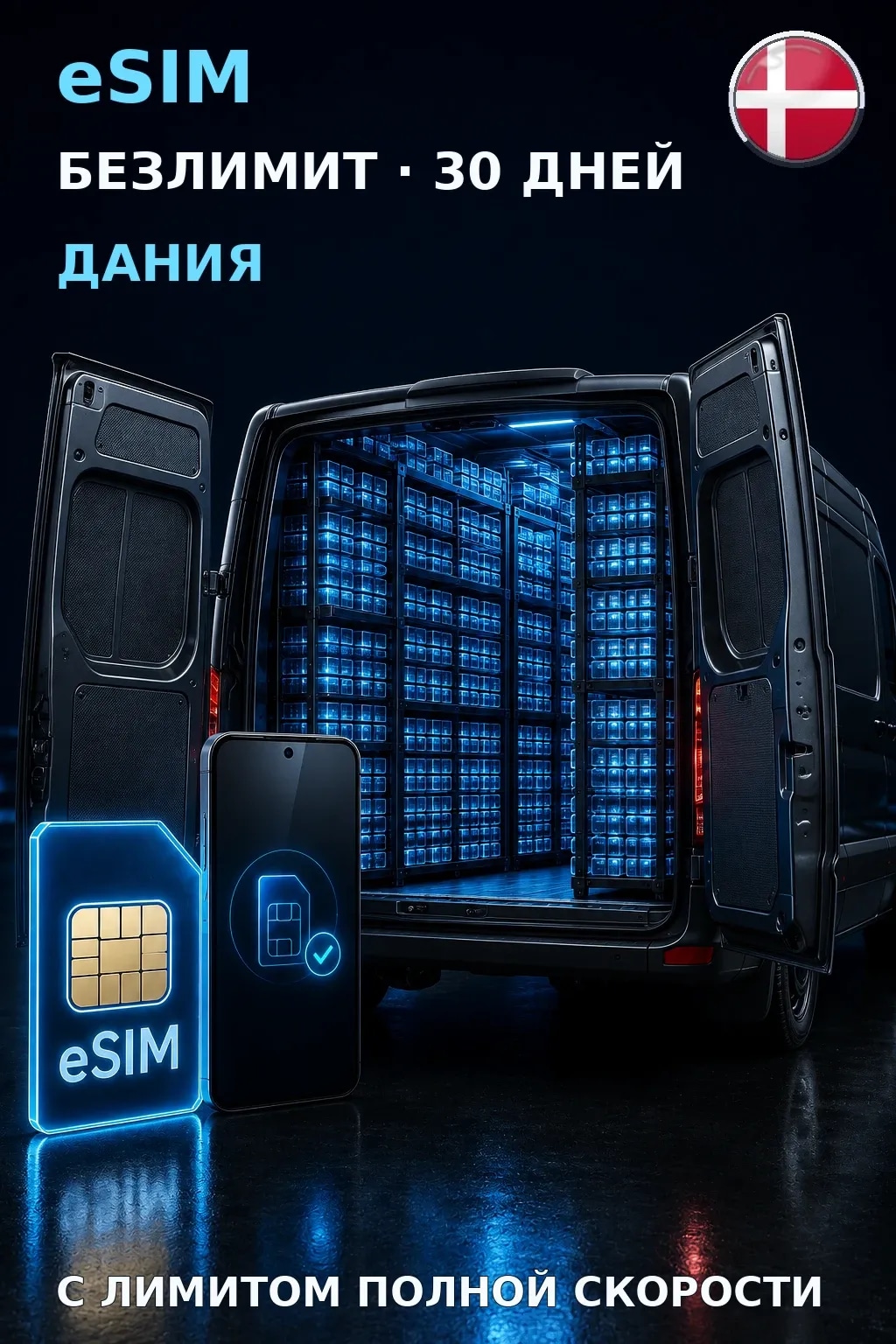 eSIM Дания — БЕЗЛИМИТ, 30 дней — интернет