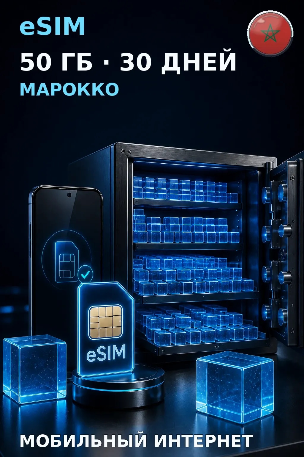 eSIM Марокко — 50 ГБ, 30 дней — интернет