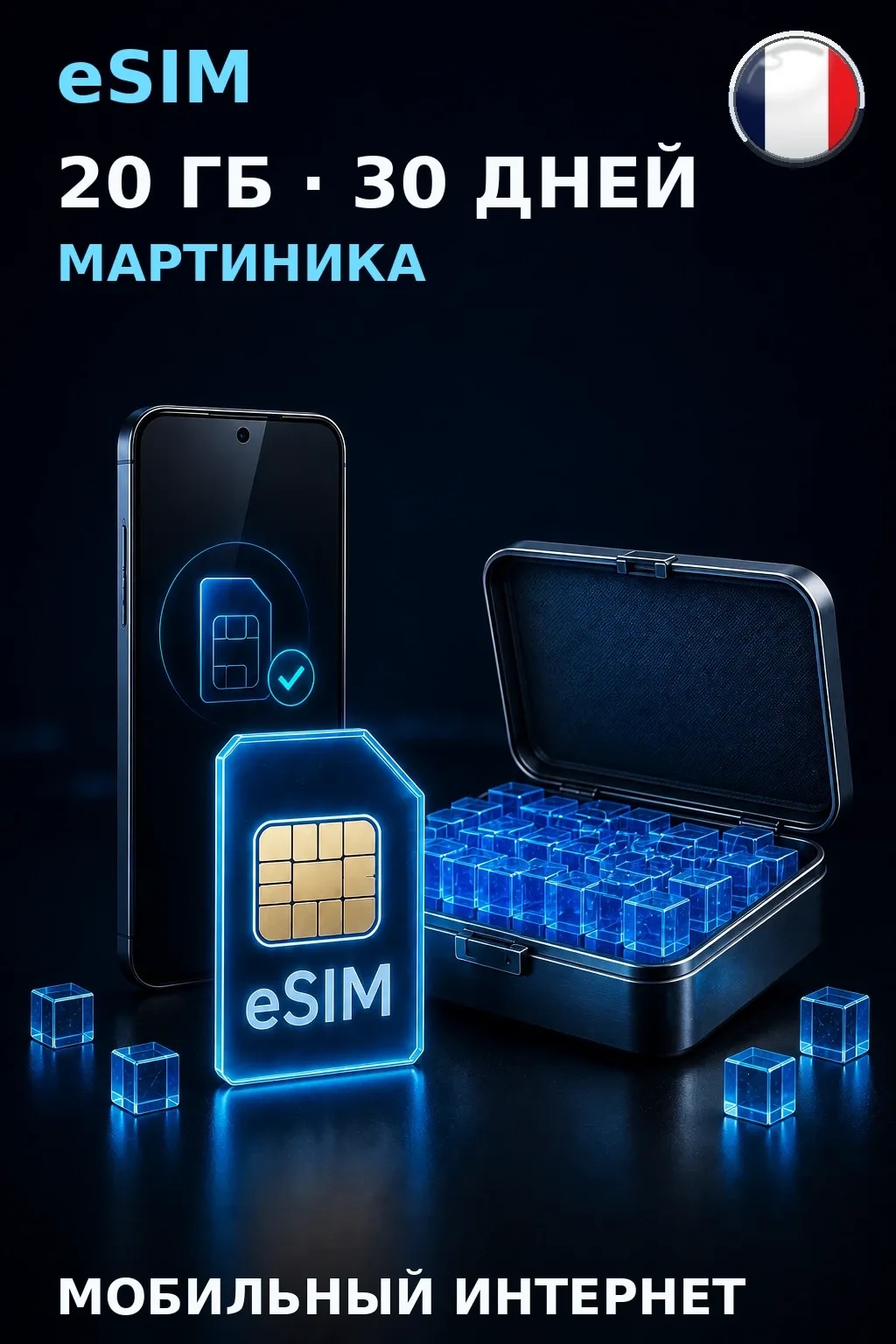 eSIM Мартиника — 20 ГБ, 30 дней — интернет