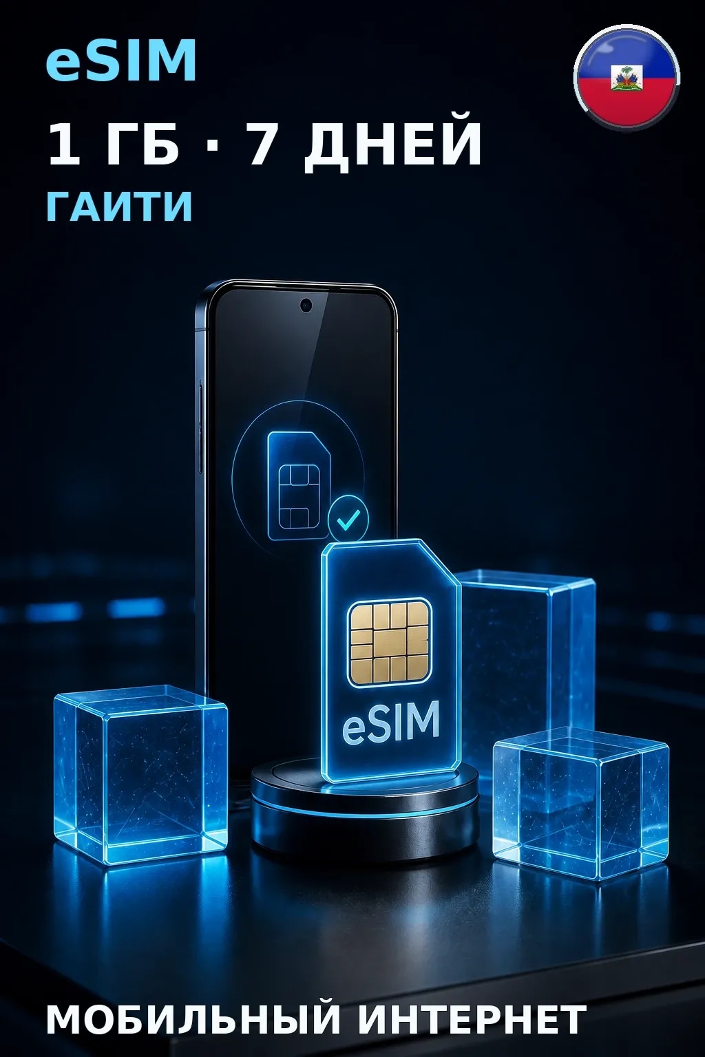 eSIM Гаити — 1 ГБ, 7 дней — интернет