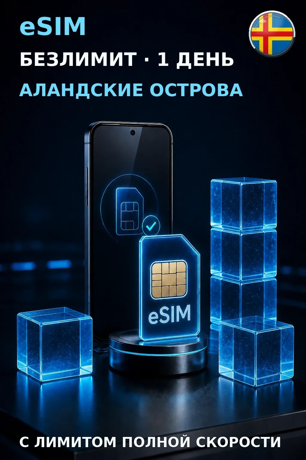 eSIM Аландские Острова — БЕЗЛИМИТ, 1 день — интернет