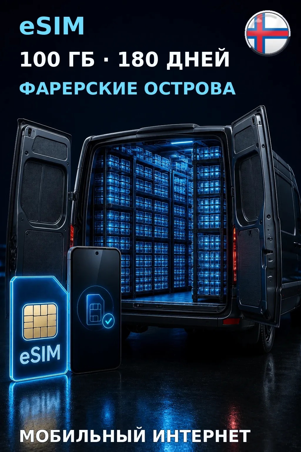 eSIM Фарерские Острова — 100 ГБ, 180 дней — интернет