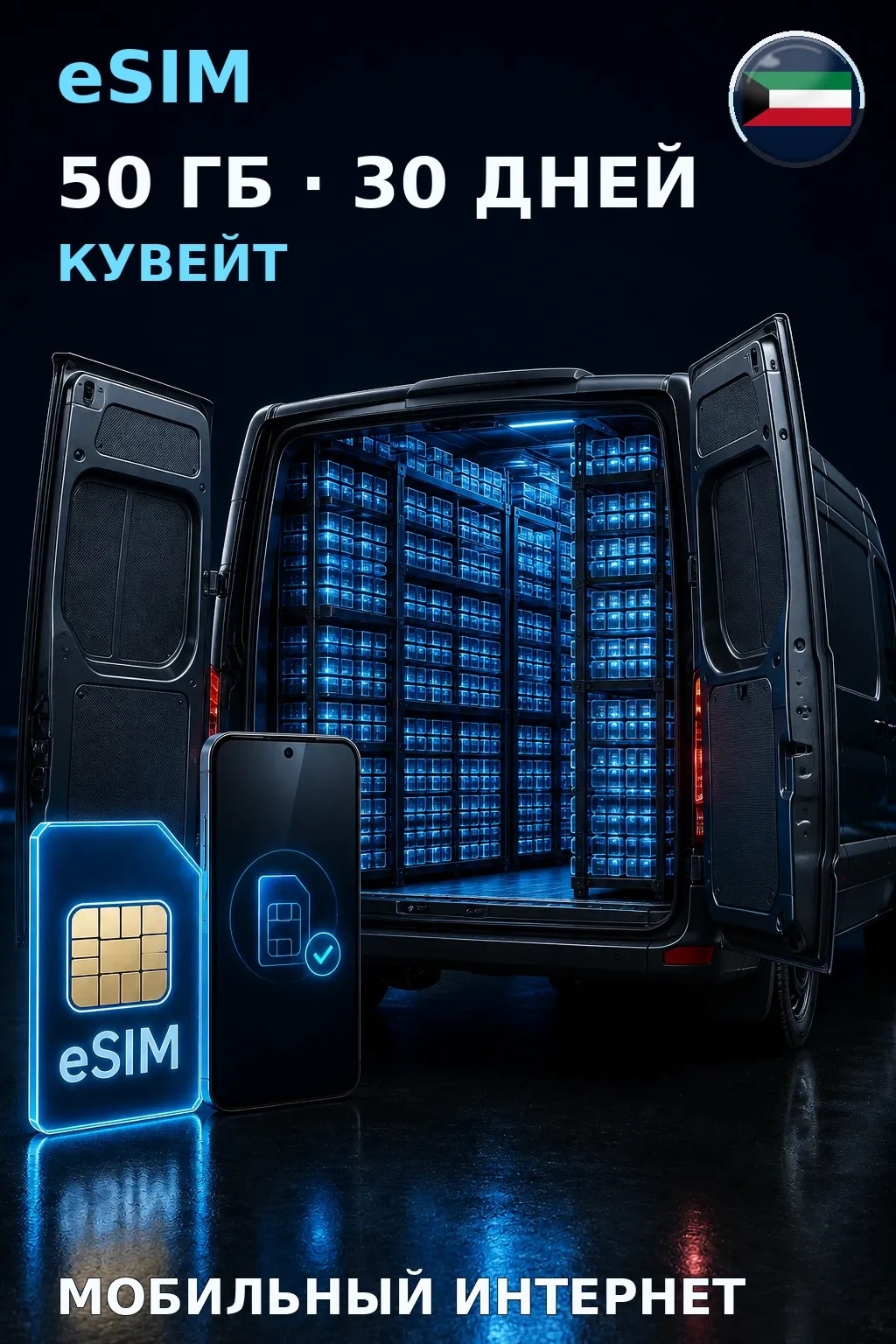 eSIM Кувейт — 50 ГБ, 30 дней — интернет