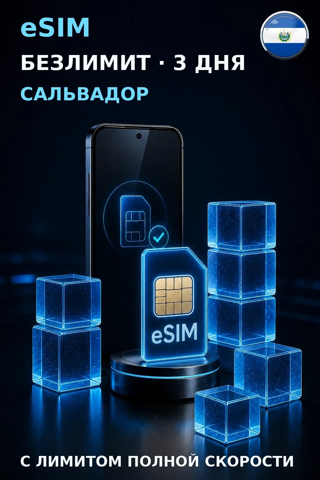 eSIM Сальвадор — БЕЗЛИМИТ, 3 дня — интернет