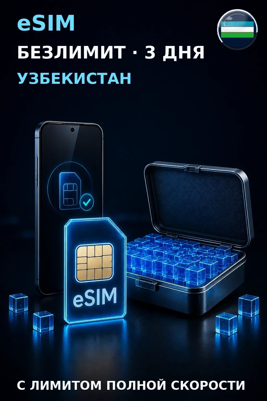 eSIM Узбекистан — БЕЗЛИМИТ, 3 дня — интернет