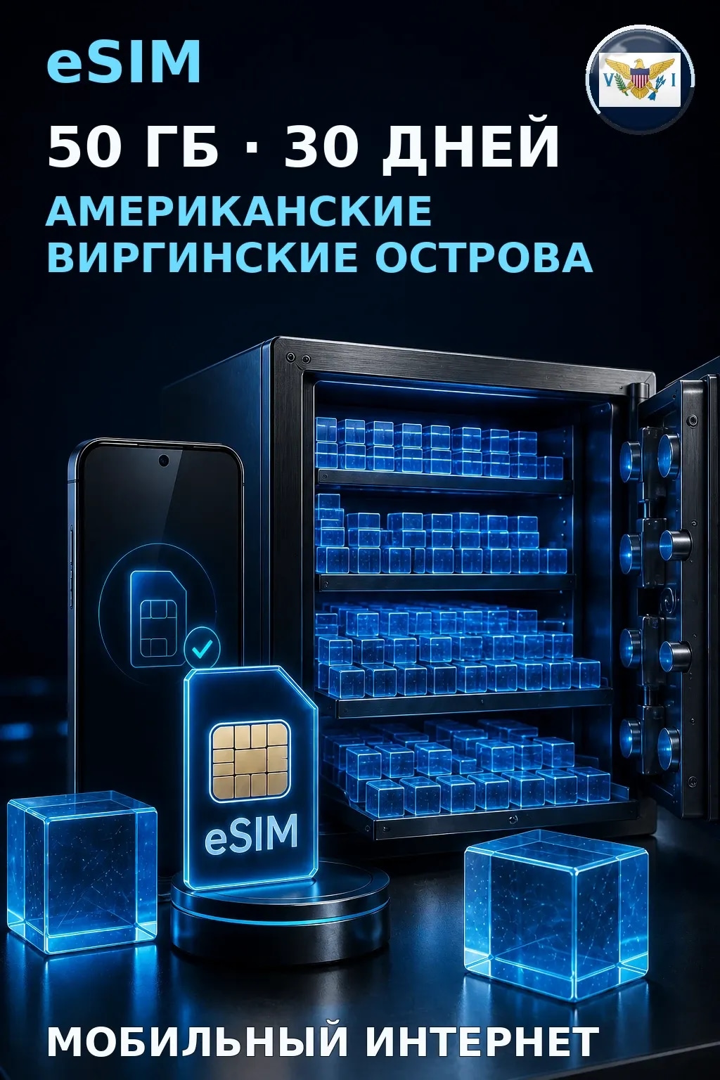 eSIM Американские Виргинские Острова — 50 ГБ, 30 дней — интернет