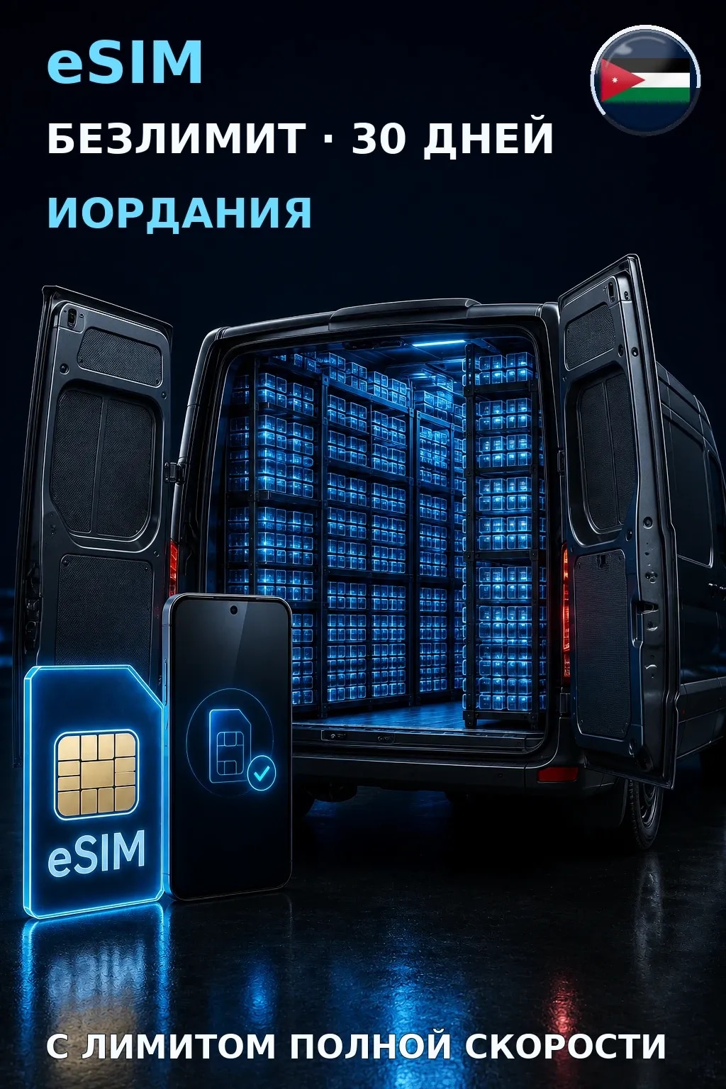 eSIM Иордания — БЕЗЛИМИТ, 30 дней — интернет