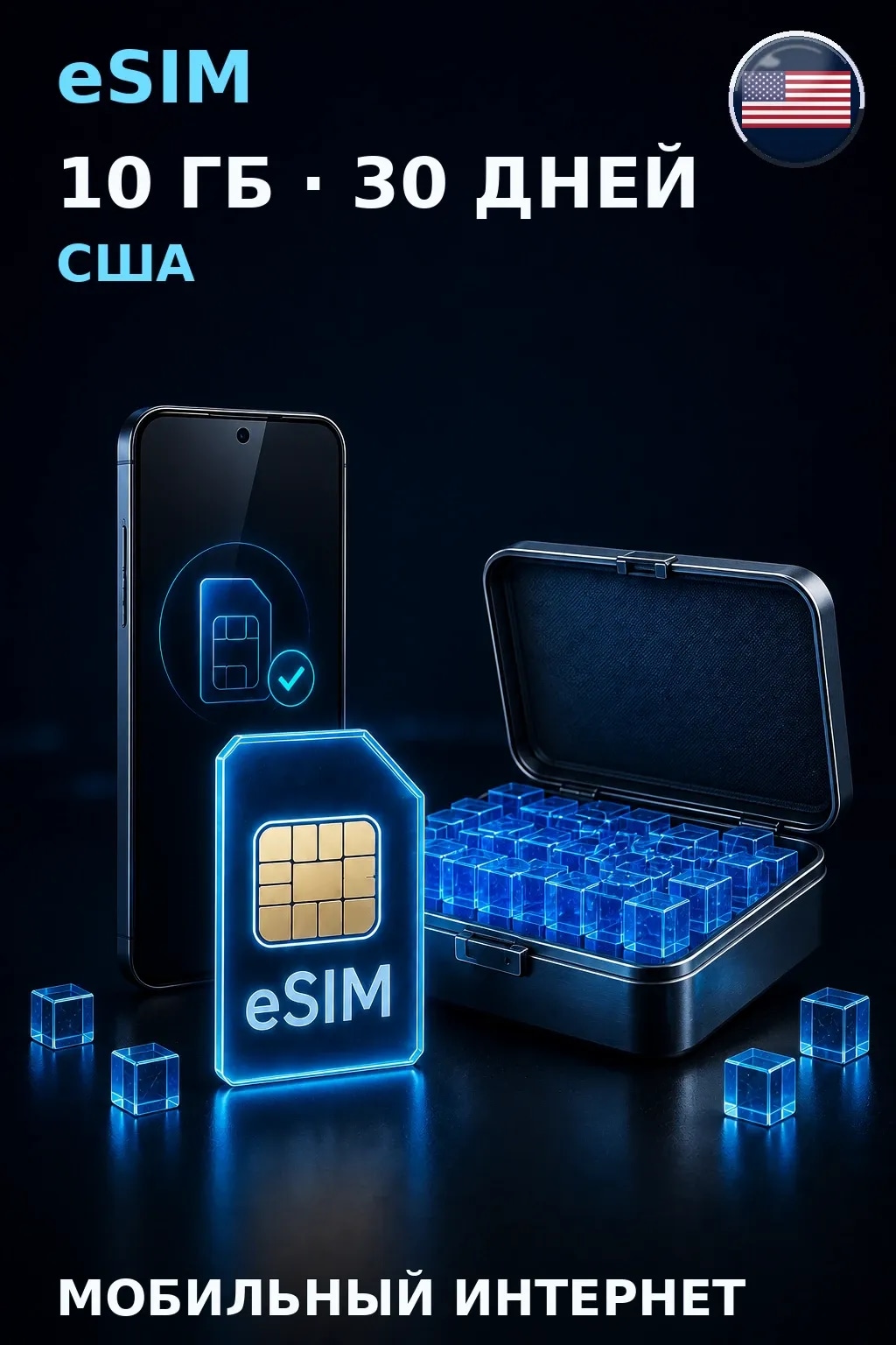 eSIM США — 10 ГБ, 30 дней — интернет