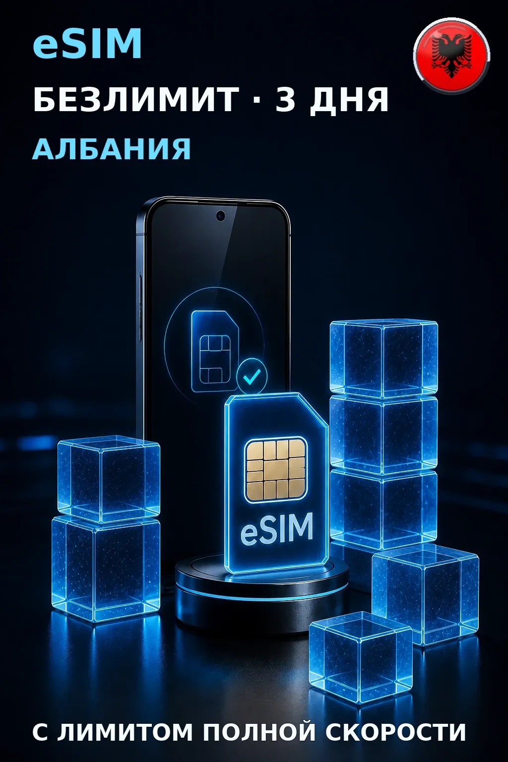 eSIM Албания — БЕЗЛИМИТ, 3 дня — интернет